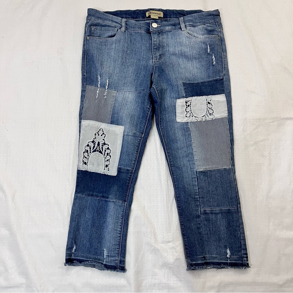 Democracy Ab Solution Patchwork Denim Crop Jeans … - image 1
